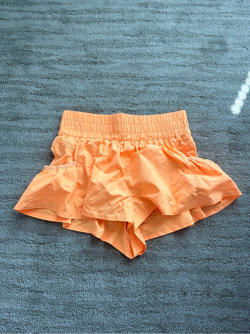Free People Coral-Orange Ruffle Athletic Shorts